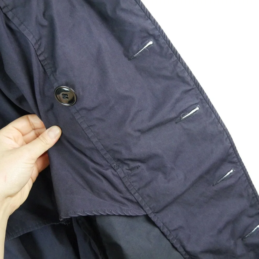 Vintage 60s U.S. NAVY Poplin Raincoat Trench Coat XL Military Blue Belted